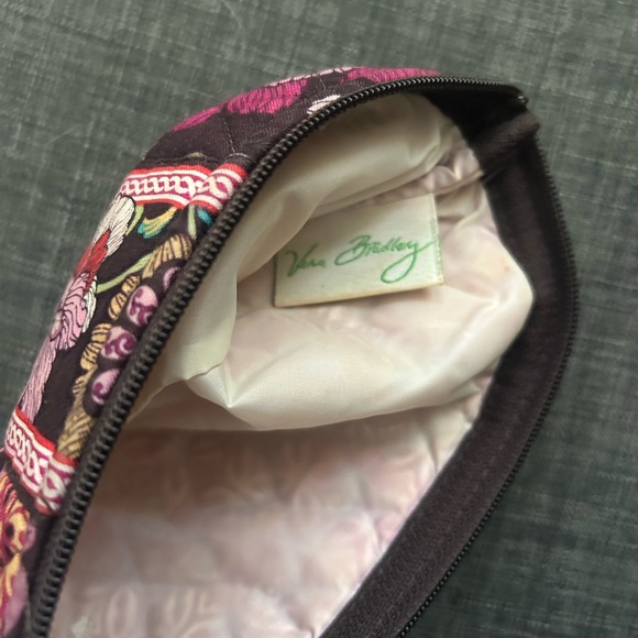 Vera Bradley Pink Burgundy Floral Cosmetic Makeup Bag - Picture 2 of 3